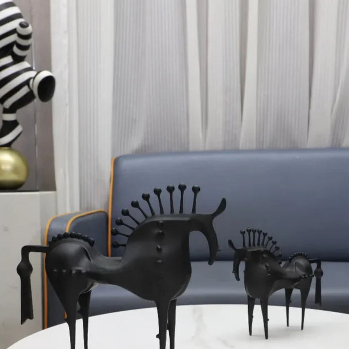 Lisslune | Black Stallion Metal Sculpture