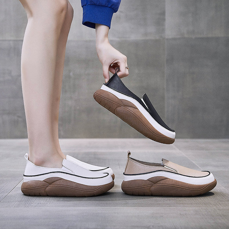 Lisslune | Thick Sole Low Cut Leather Shoes
