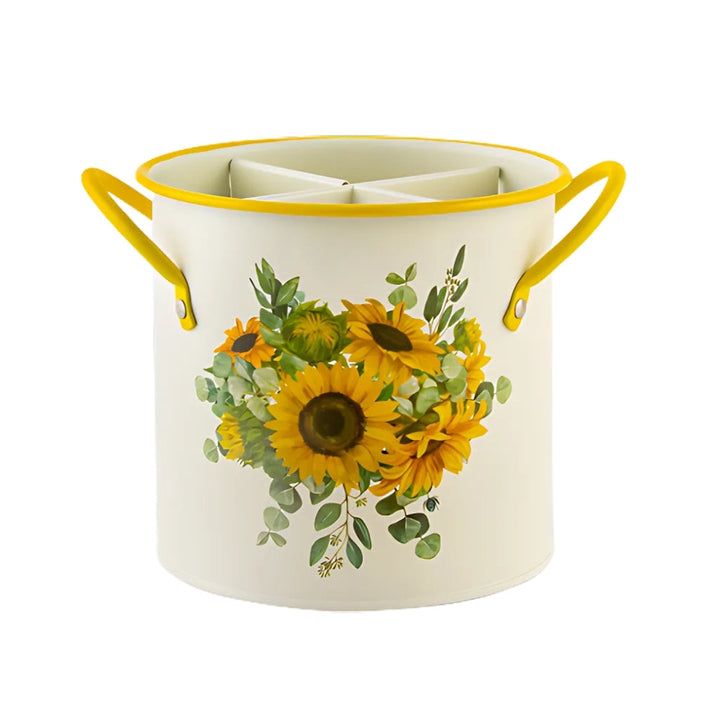 Lisslune | Floral Utensil Storage Basket with Divider Lid