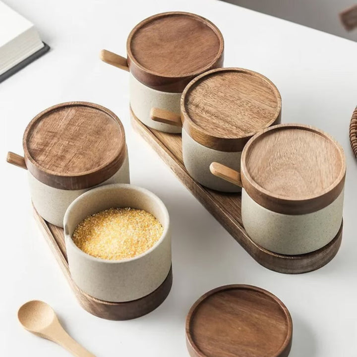 Lisslune | Rustic Ceramic Seasoning Jar Set