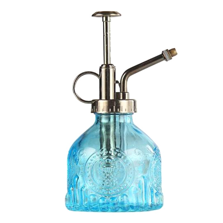 Lisslune | Embossed glass bottle with metal nozzle – Plant sprayer for flower watering in vintage design