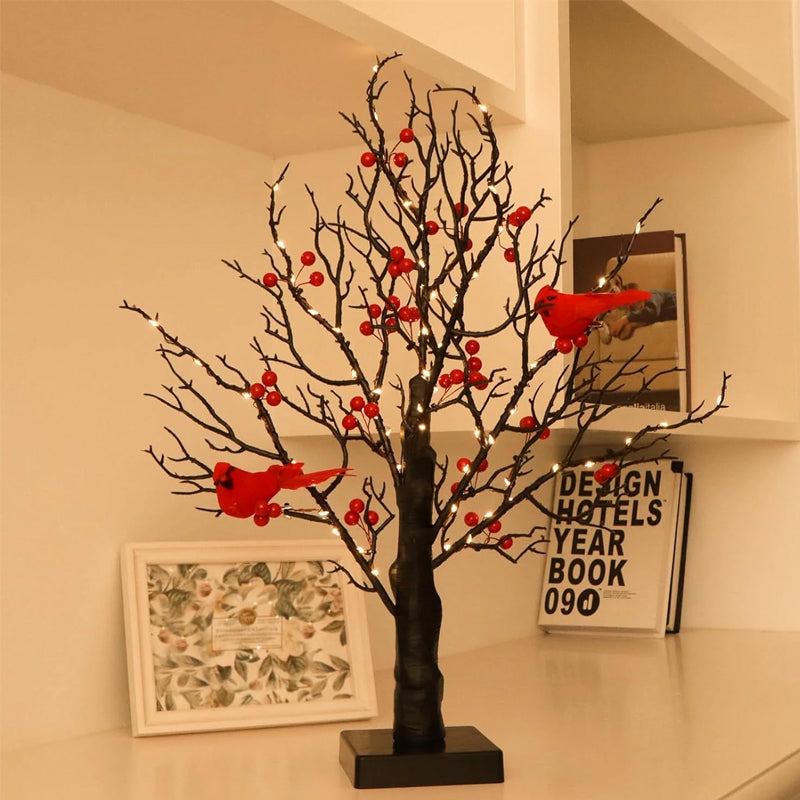 Lisslune | Atmospheric Light Tree with Red Birds – Flexible LED Decoration Tree