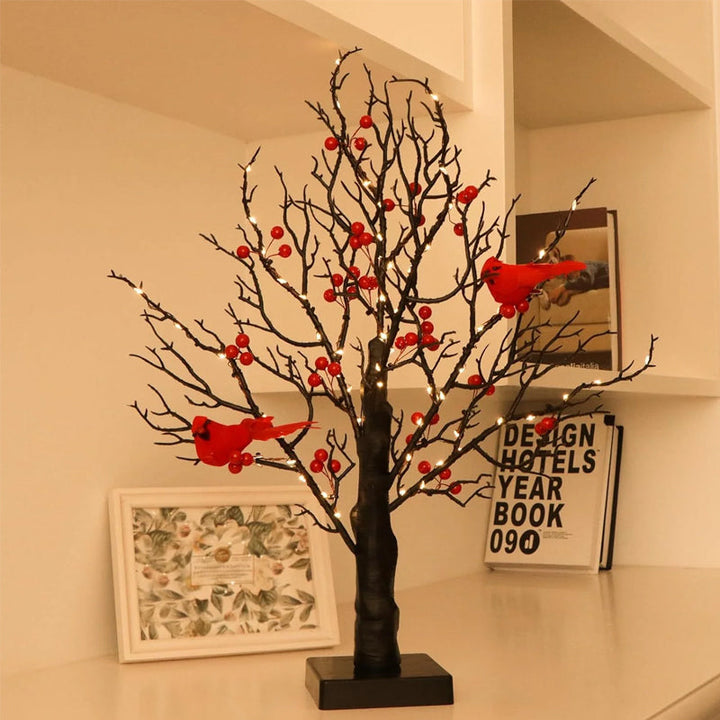 Lisslune | Atmospheric Light Tree with Red Birds – Flexible LED Decoration Tree