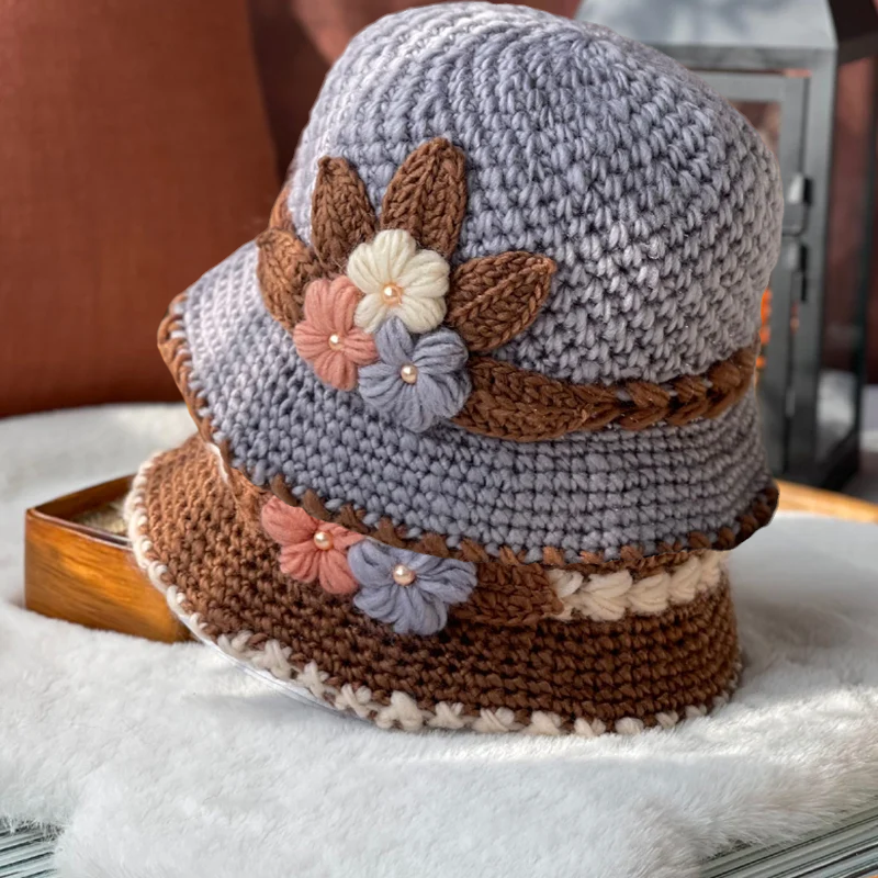 Lisslune | French Thick Women's Flower Knit Wool Hat