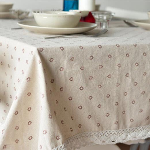 Lisslune | Daisy Print Cotton Linen Tablecloth