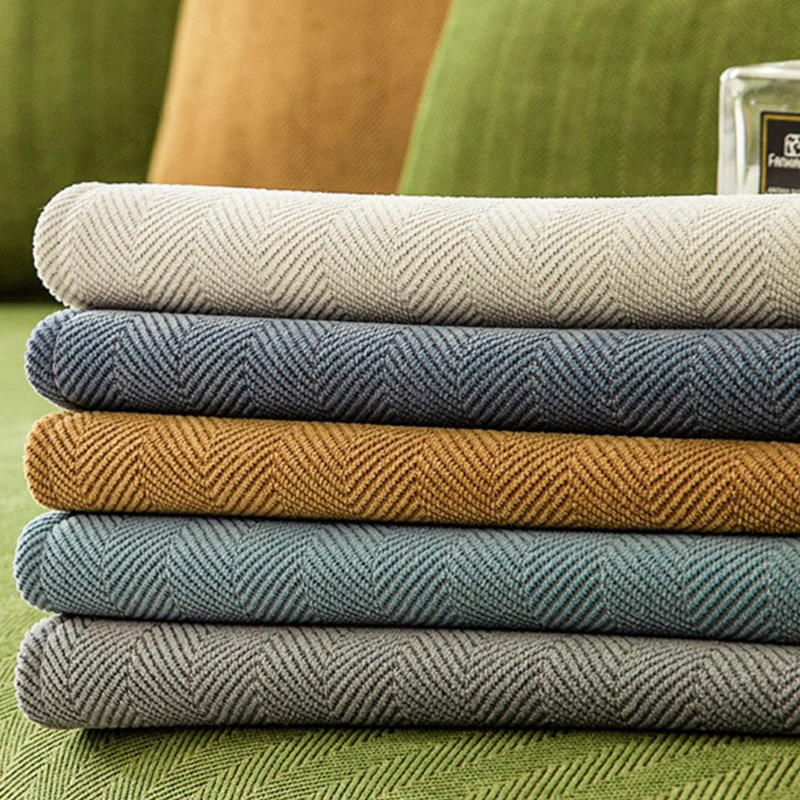 Lisslune | Wavy Check Chenille Fabric Furniture Protector Sofa Cover