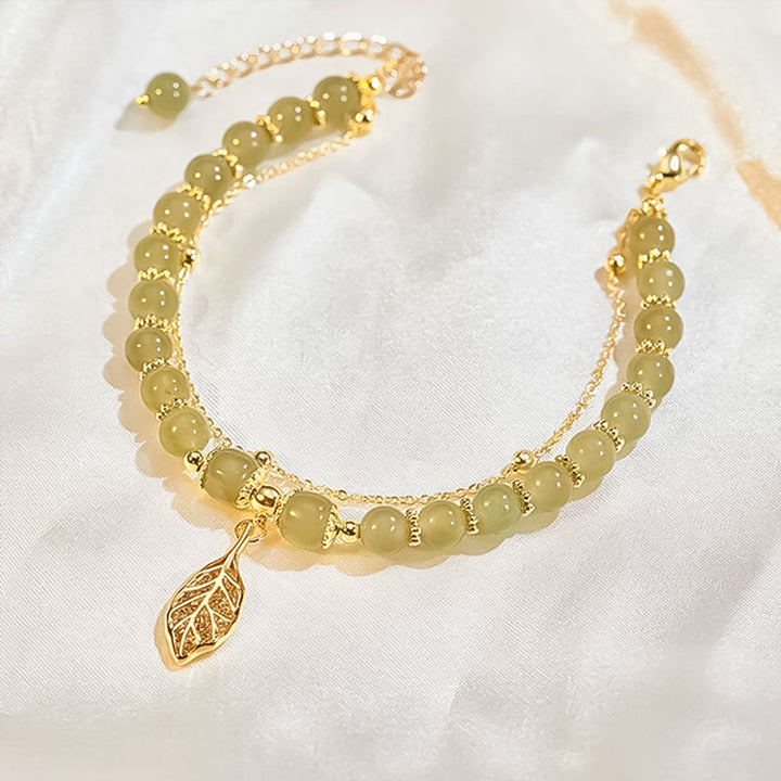 Lisslune | Hetian Jade Bracelet with Leaf