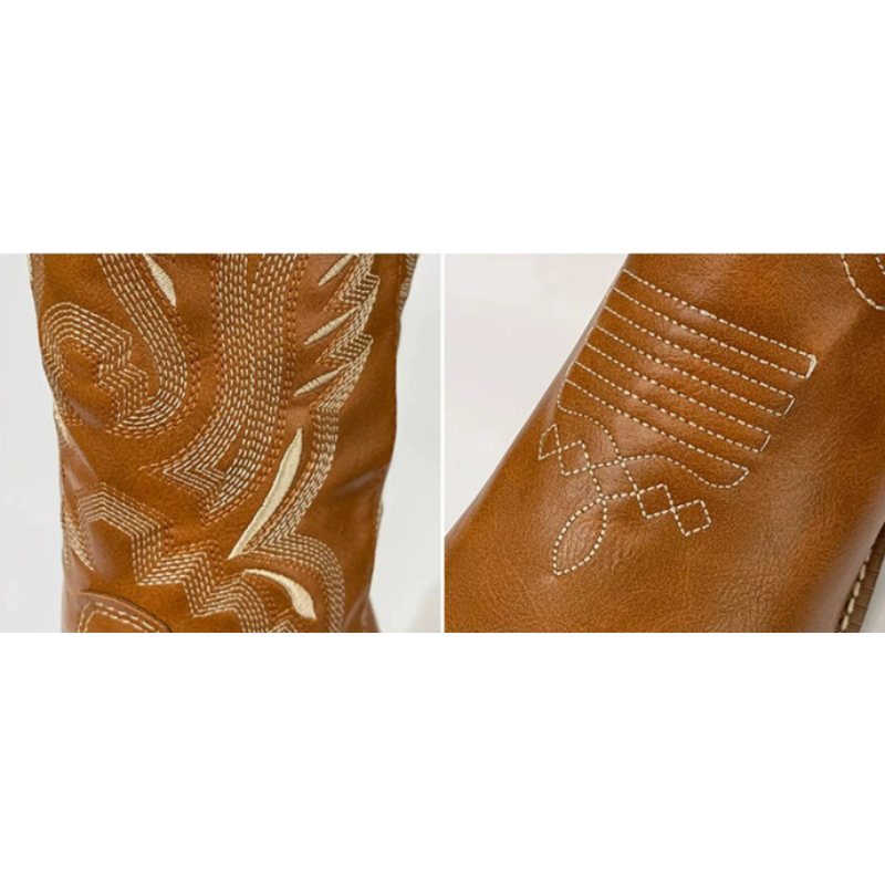 Lisslune | Western Style Boots Women with Pointed Toe and Block Heel, Cowboy Boots Women