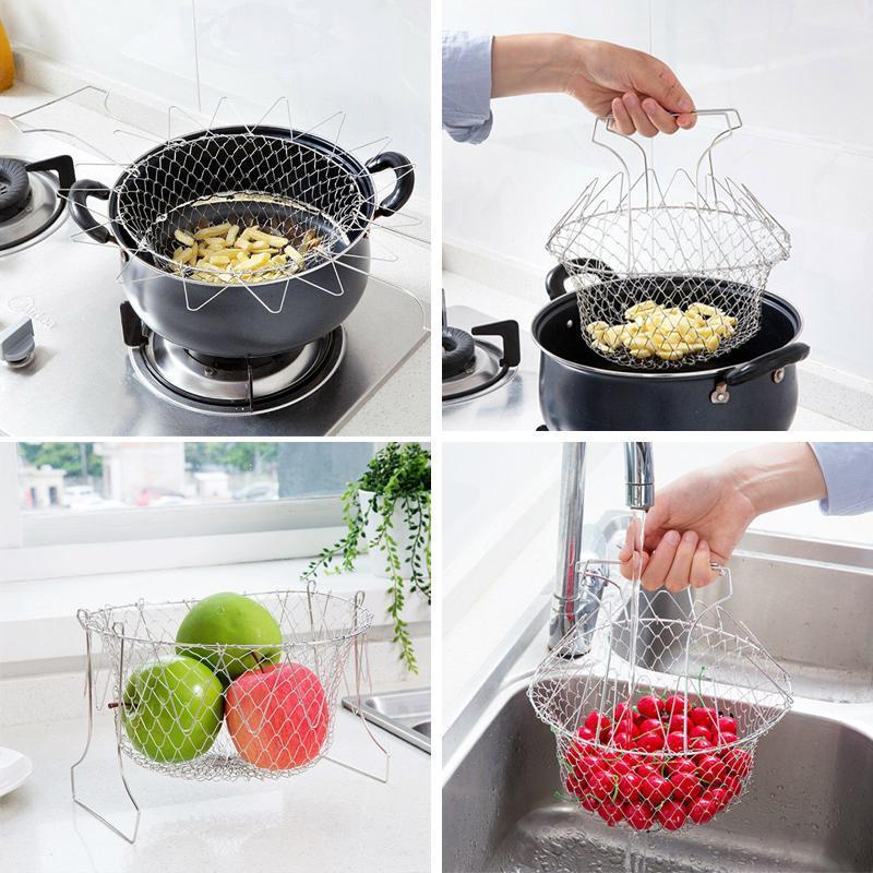 Lisslune | Stainless Steel Retractable Strainer Cooking Basket