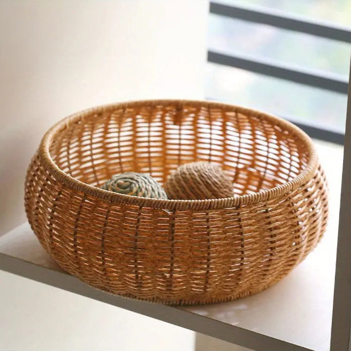 Lisslune | Dome-Shaped Knitted Rattan Basket with Lid