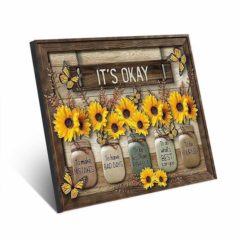 Lisslune | Decorative Butterfly Sunflower Wall Painting