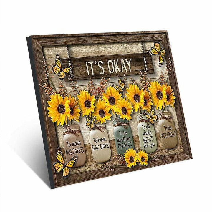 Lisslune | Decorative Butterfly Sunflower Wall Painting
