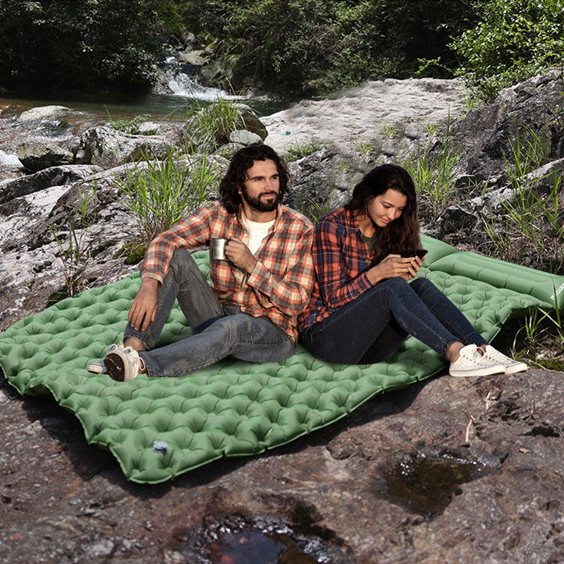 Lisslune | Self Inflatable Air Mattress, Double Camping Bed with Integrated Pillows