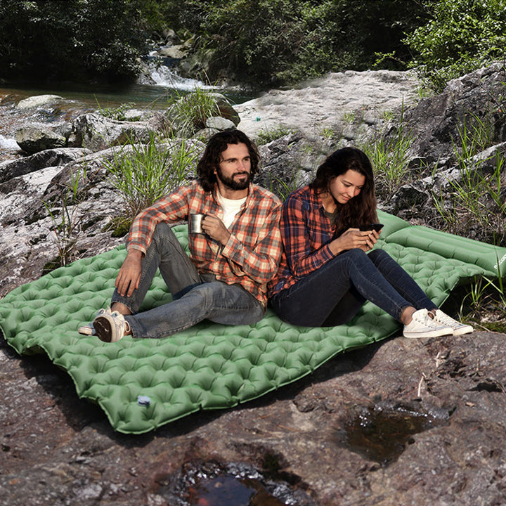 Lisslune | Self Inflatable Air Mattress, Double Camping Bed with Integrated Pillows
