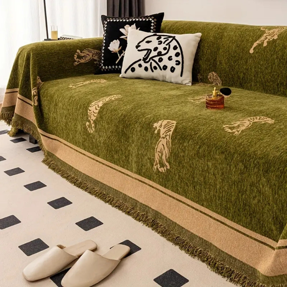 Lisslune | Safari Tiger Chenille Sofa Cover