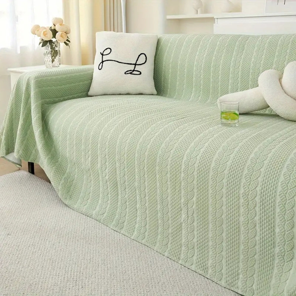 Lisslune | Tranquil Plush Leaf Sofa Cover