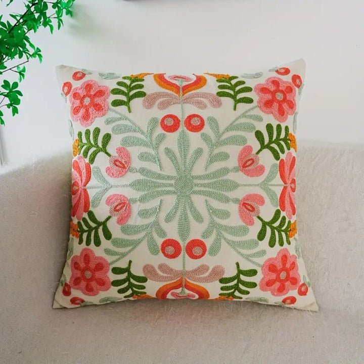 Lisslune | Ethereal Embroidery Floral Cushion Cover