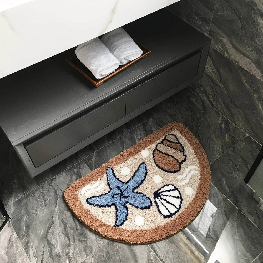 Lisslune | Fluffy Semicircle Non-Slip Bath Mat