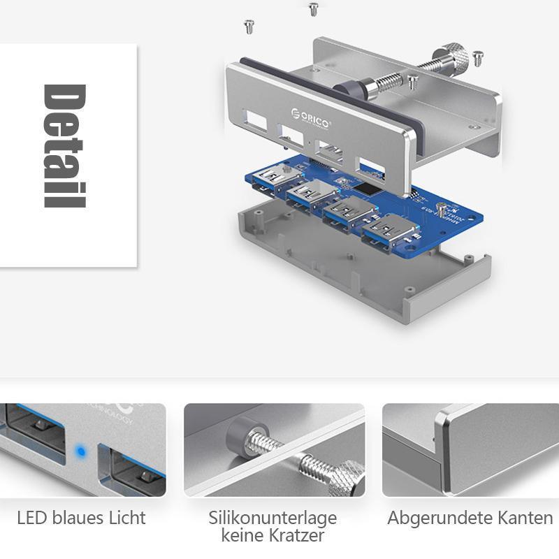 Lisslune | Mountable USB 3.0 adapter hub on the desk side