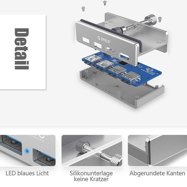 Lisslune | Mountable USB 3.0 adapter hub on the desk side