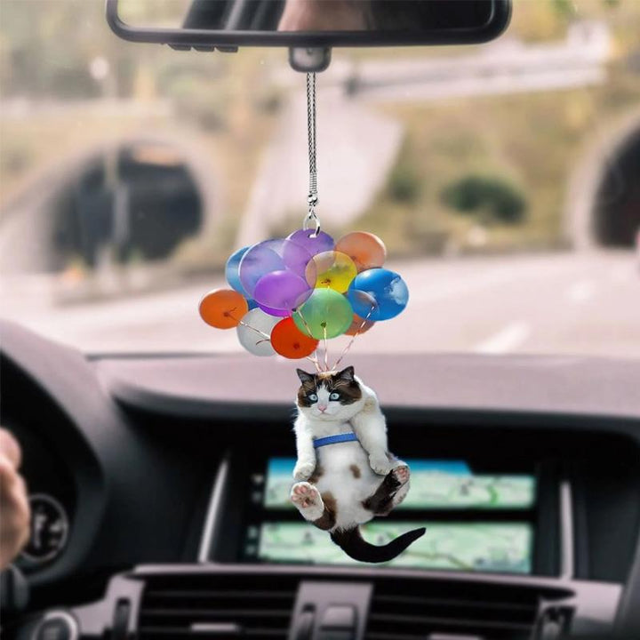 Lisslune | Car Rearview Mirror Colorful Flying Dogs & Cats Pendant