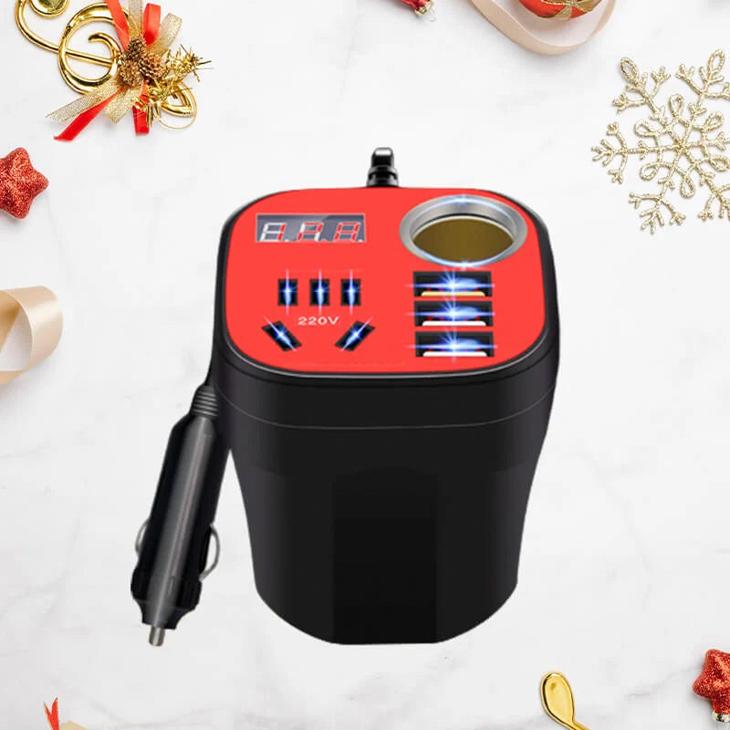 Lisslune | Auto-mounted Cup-type Inverter Converter QC Charger