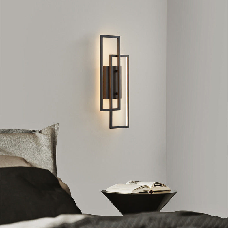 Lisslune | Modern Geometric LED Wall Light – Rectangle Design with Remote Dimming (Black or Copper Finish)