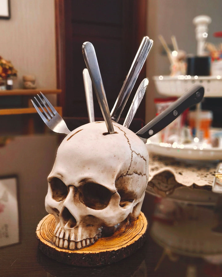 Lisslune | Gothic Skull Knife Holder Kitchen Decor Rack