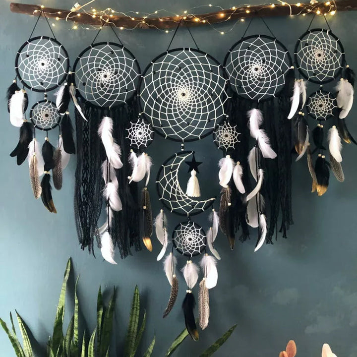 Lisslune | Dream catcher moon and stars hang over the bed (5 pieces)