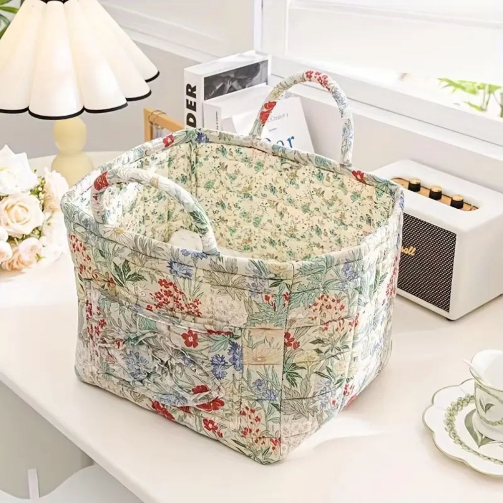 Lisslune | Floral Canvas Storage Basket for Home Organization