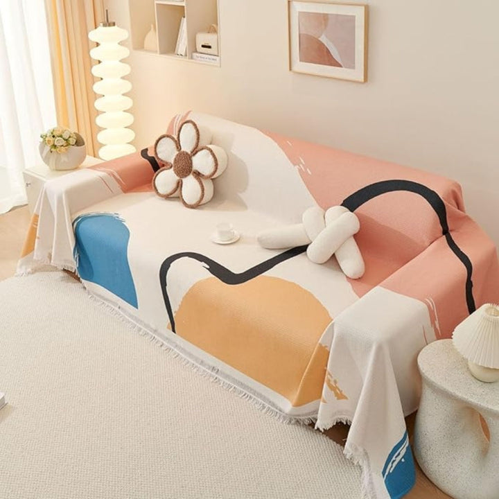 Lisslune | Lumiere Abstract Tasseled Sofa Cover