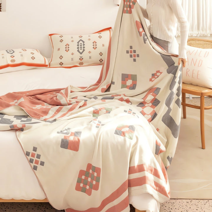Lisslune | Chevron Design Four-Layer Cotton Blanket