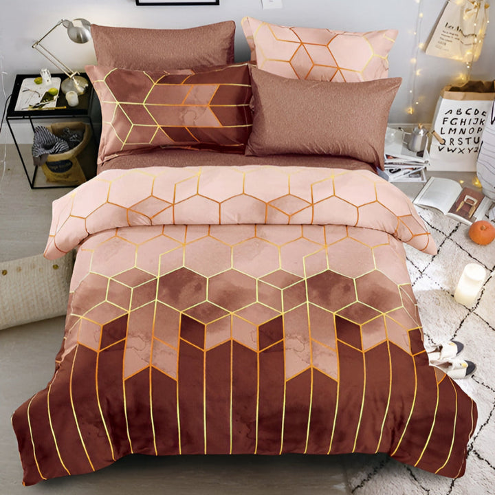 Lisslune | Golden Cosmo Hive | 3pcs Duvet Cover Sets