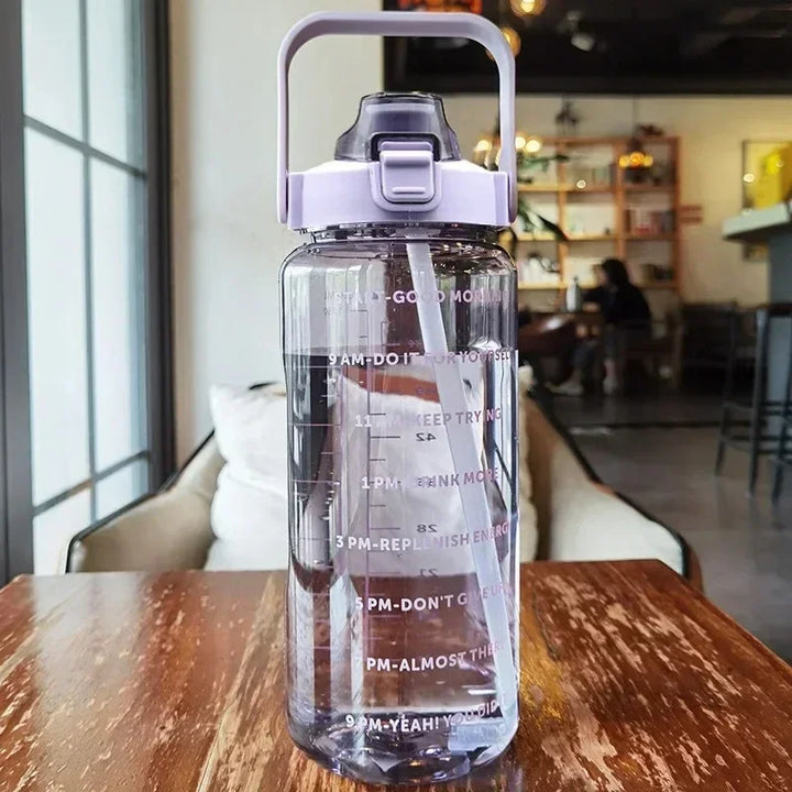 Lisslune | 2L Portable Sports Water Bottle with Straw and Time Markings