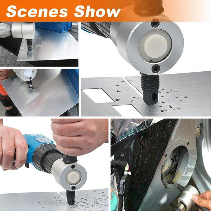 Lisslune | Nibbler Cutter Drill Attachment Double Head Metal Sheet