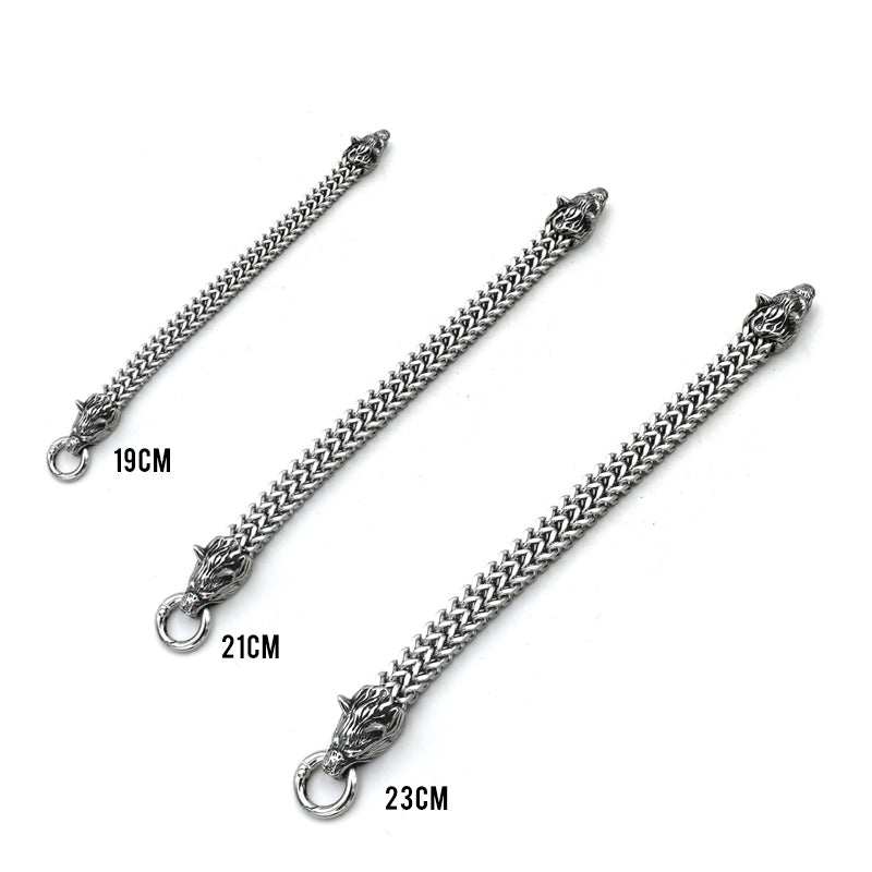 Lisslune | Viking Stainless Steel Double Wolf Head Fenrir Bracelet
