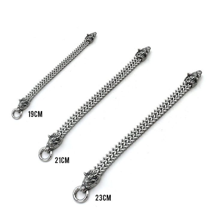 Lisslune | Viking Stainless Steel Double Wolf Head Fenrir Bracelet