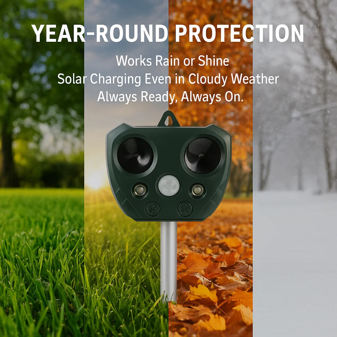Lisslune | Ultrasonic Bird & Pest Defender | Weatherproof, Solar-Powered & Effective for Garden Protection