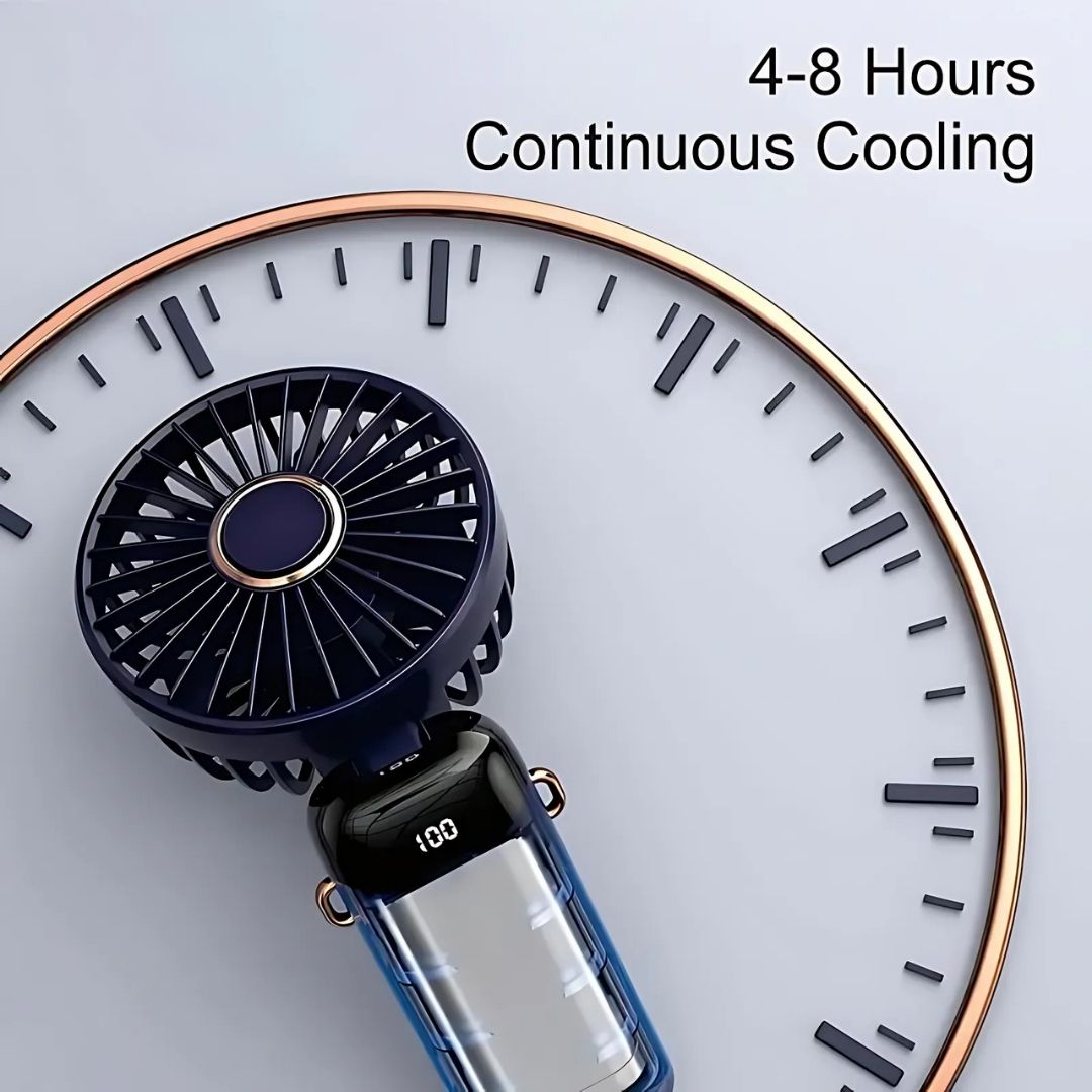 Lisslune | Rechargeable Handheld Mini Fan | 5-Speed, 90-Degree Adjustable & Quiet for Office, Home & Outdoor Use