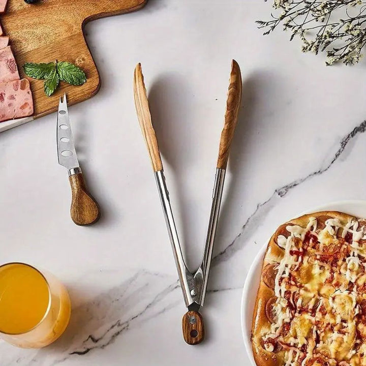 Lisslune | Heritage Wood & Steel Tongs | Set of 2