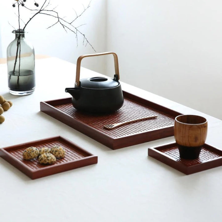 Lisslune | Artisanal Rattan Wooden Tea Tray