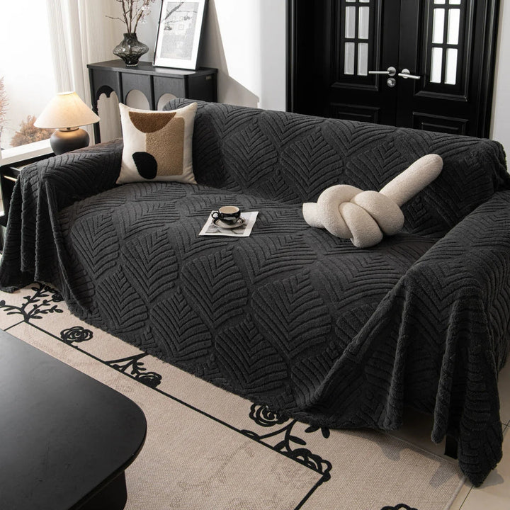 Lisslune | Herringbone Leaf Design Fleece Sofa Cover