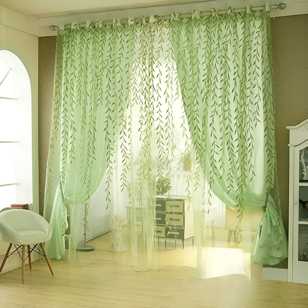 Lisslune | Willow Leaf Strip Window Curtains