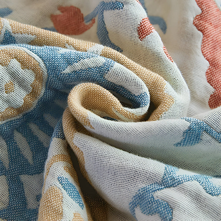Lisslune | Rustic Floral Cotton Reversible Blanket