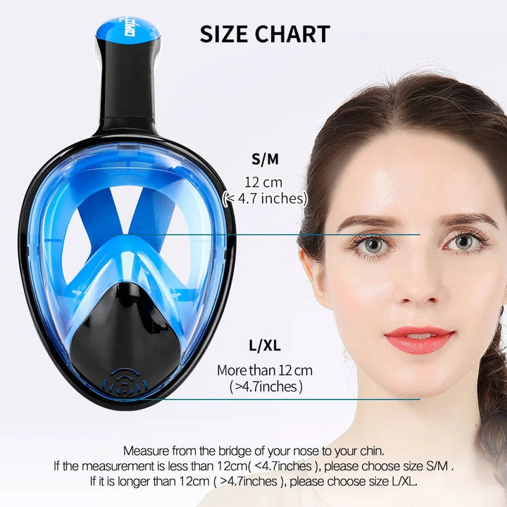Lisslune | Full Face Anti-Fog Snorkel Mask with Camera Mount and Wide View
