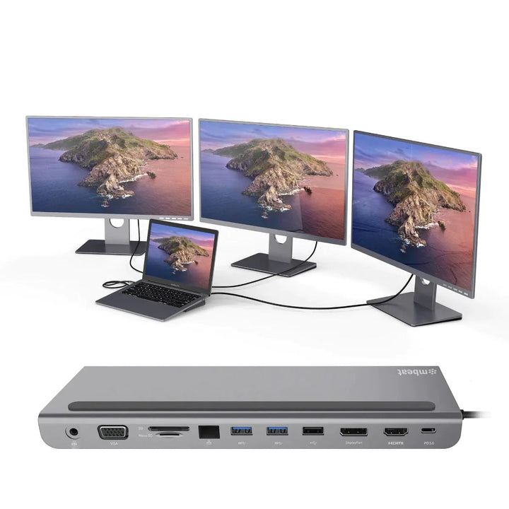 Lisslune | LapStation Pro – 11-in-1 USB-C Laptop Docking Station with HDMI, Ethernet & SD Card Ports