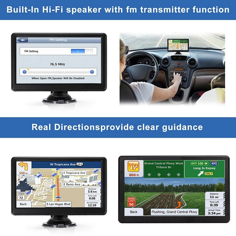 Lisslune | 7/5 Inch Car GPS Navigation Touch Screen 256MB+8G HD Car GPS Navigator EU AU US FM Vehicle GPS Navigators Car Accessories