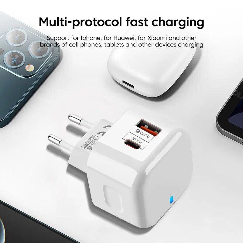Lisslune | 20W USB-C Fast Charger with Quick Charge 3.0 - Universal Adapter for Mobile Phones