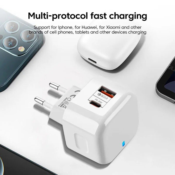 Lisslune | 20W USB-C Fast Charger with Quick Charge 3.0 - Universal Adapter for Mobile Phones