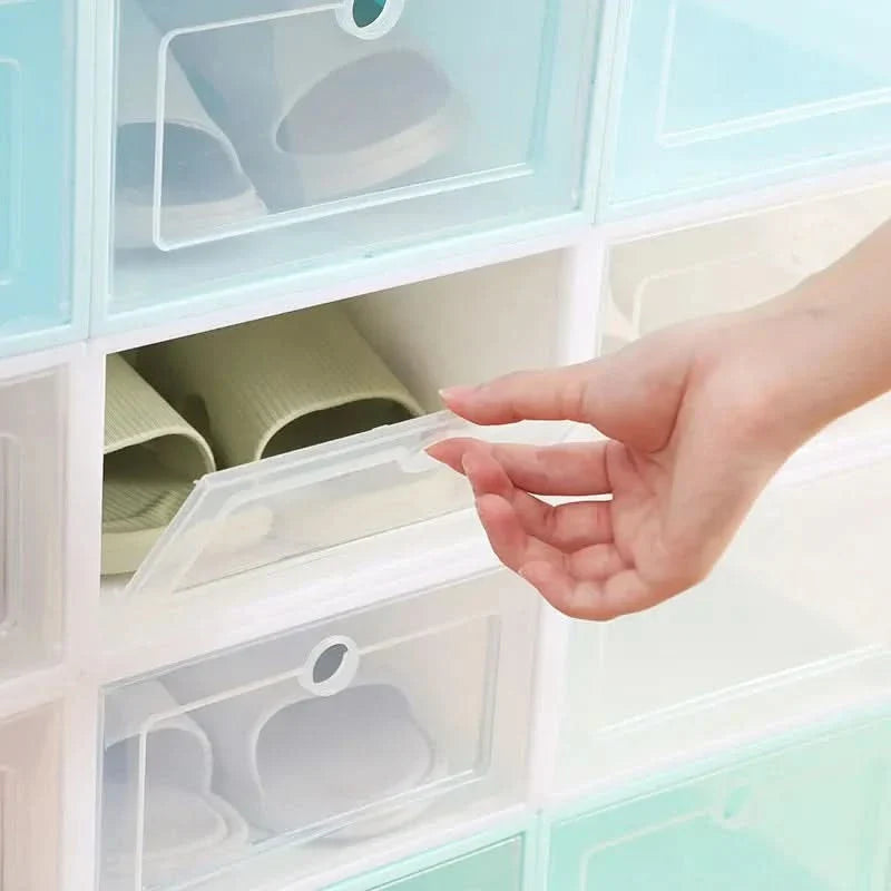 Lisslune | SHOEBOX STORAGE SET – 24 stackable & transparent shoe boxes for space-saving organization & clear overview